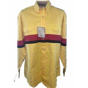 Roper Western Shirt Cowboy Large Yellow Red Vintage 90s Embroidered Striped